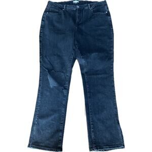 Good American Size 16 Black Distressed Bootcut Jeans w/ Hem Slit